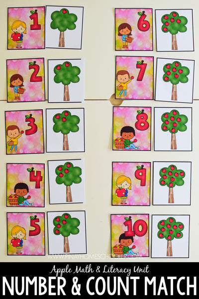 Apple Themed Preschool Math & Literacy Centers