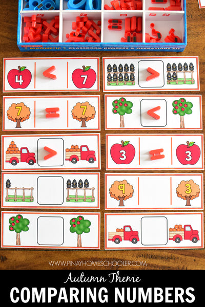 Comparing Numbers - Greater than or Less than Autumn Theme