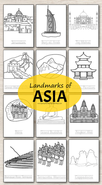 Landmarks of Asia Montessori 3 Part Cards