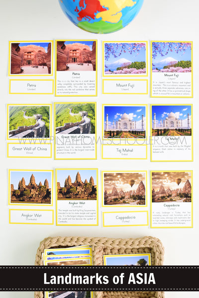 Landmarks of Asia Montessori 3 Part Cards