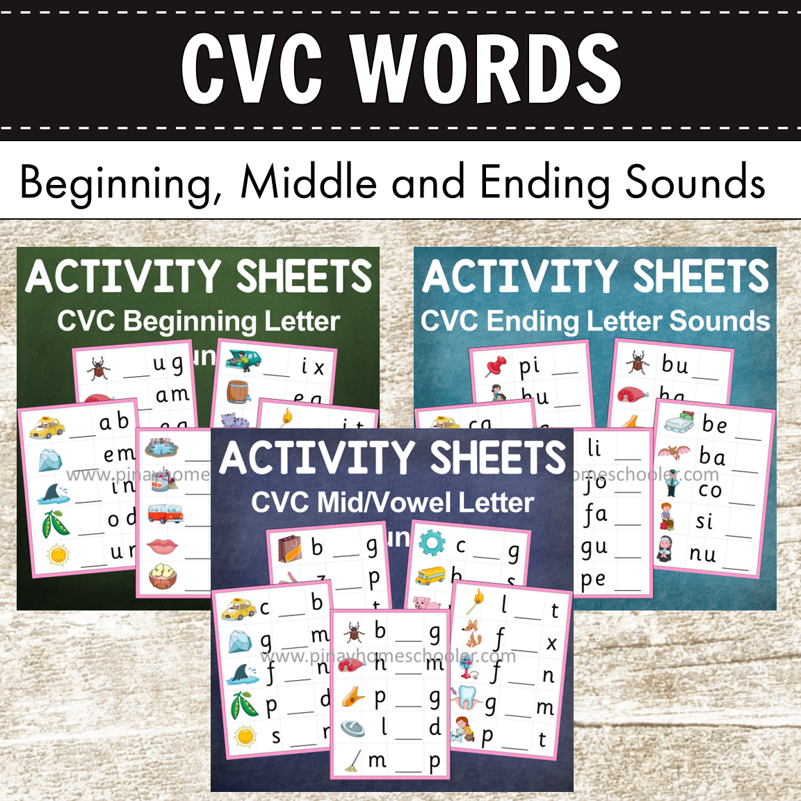 CVC Words - Letter Sounds Activity Sheets