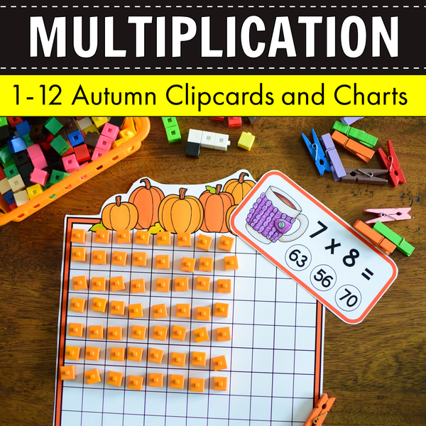 Multiplication Command Clipcards - Autumn Theme