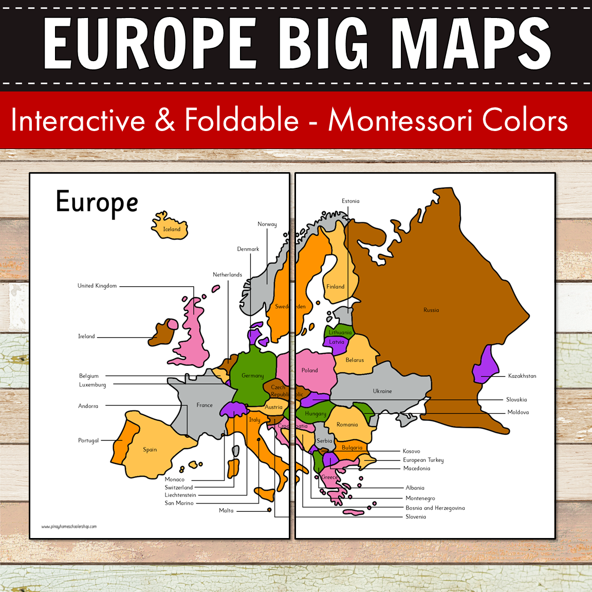 Montessori Maps of Europe - BIG Foldable Interactive Maps