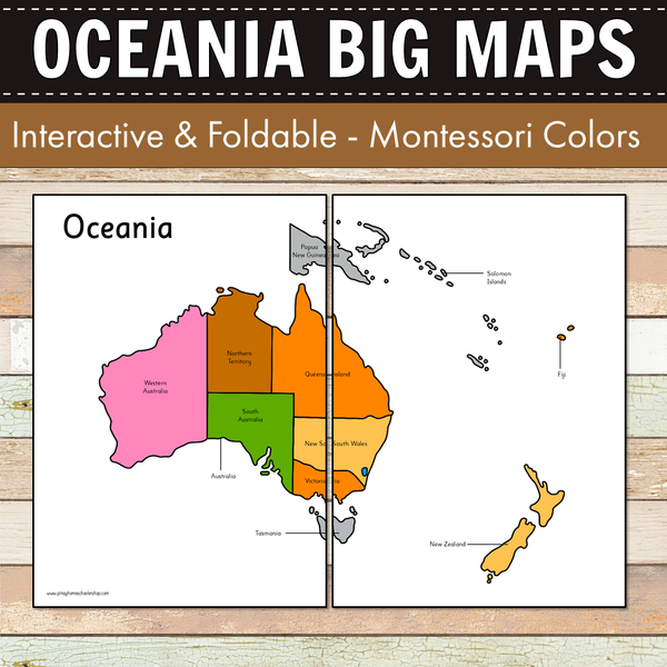 Montessori Maps of Oceania  - BIG Foldable Interactive Maps