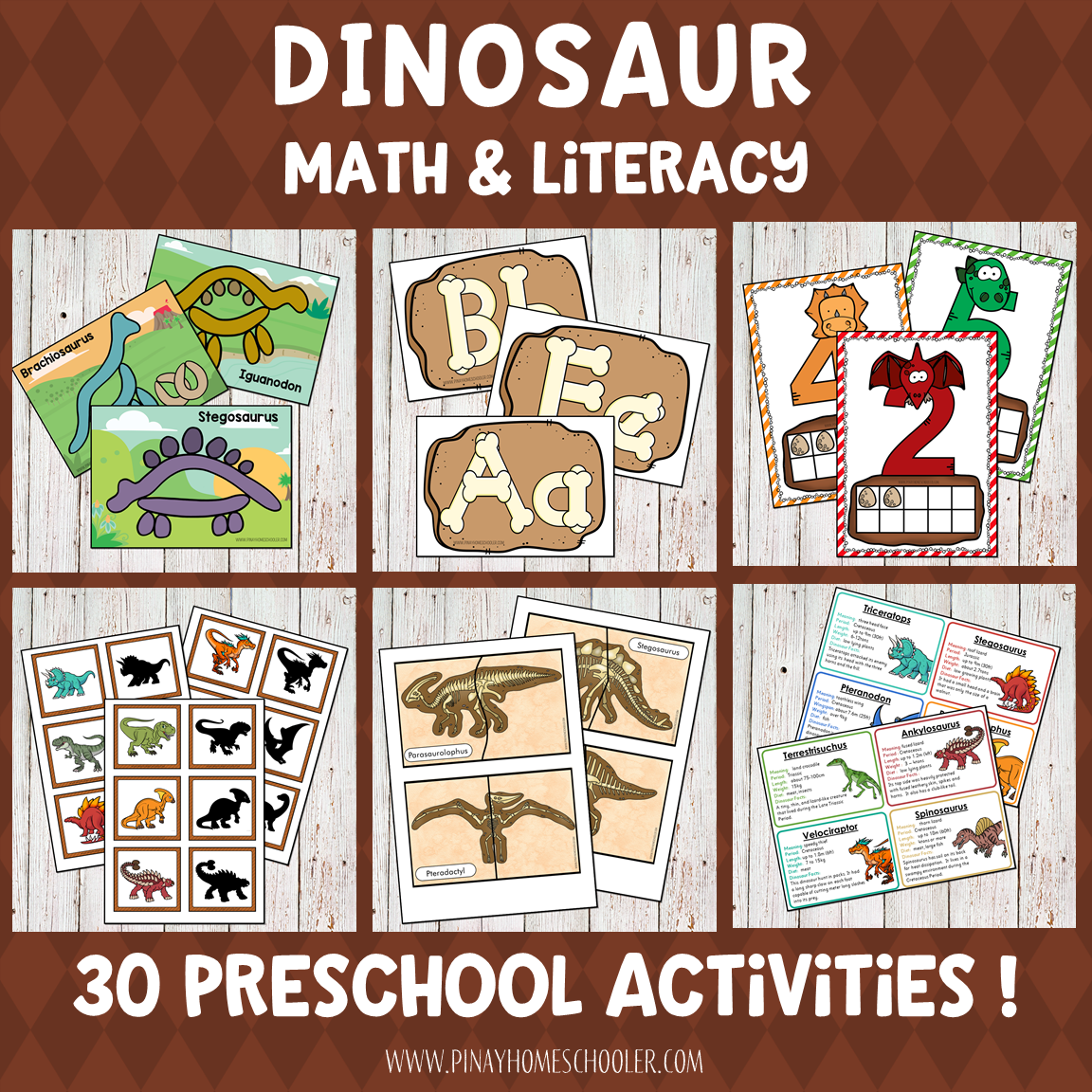 Dinosaur Preschool/ Kindergarten Unit - Math and Literacy Centers ...